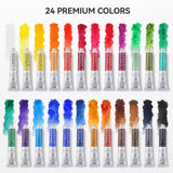 Professional Watercolor Paint Tube Set Artist Grade, 9 Ml 24 Vivid Colors Art Supplies, Premium Non Toxic Water Colors Paint For Adults, Artists & Hobby