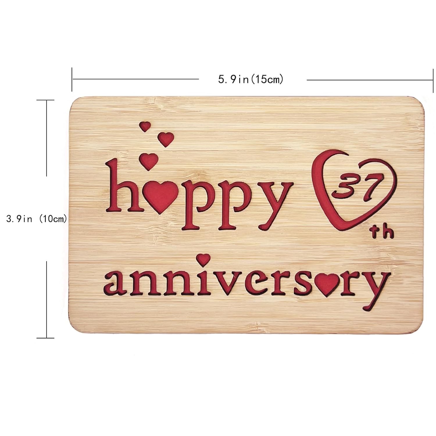 Wooden 37Th Anniversary Card,Handmade Wedding Anniversary Greeting Cards,37Th Anniversary Card For Her,Him,Husband,Wife