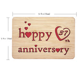 Wooden 37Th Anniversary Card,Handmade Wedding Anniversary Greeting Cards,37Th Anniversary Card For Her,Him,Husband,Wife