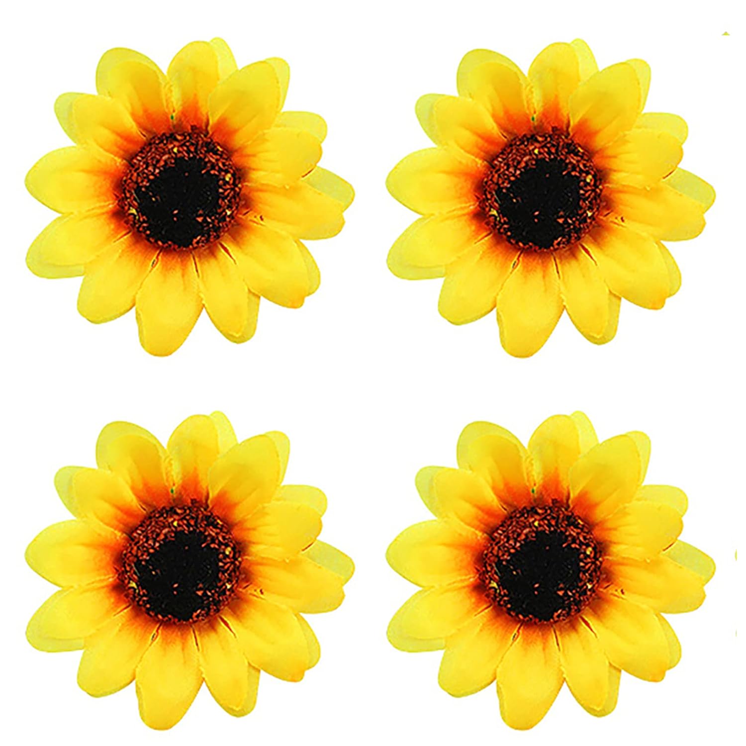 50Pcs 2.8" Artificial Silk Yellow Sunflower Heads Fabric Floral For Home Decoration Wedding Decor, Bride Holding Flowers,Garden Craft Art Décor (Ssunflower Heads 50Pcs - 2.8")