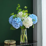 Artificial Hydrangea Flowers, 4 Pcs 21 Inch Real Touch Faux Hydrangea Stems For Party Weddings & Home Decor, Floral Arrangements-Light Blue