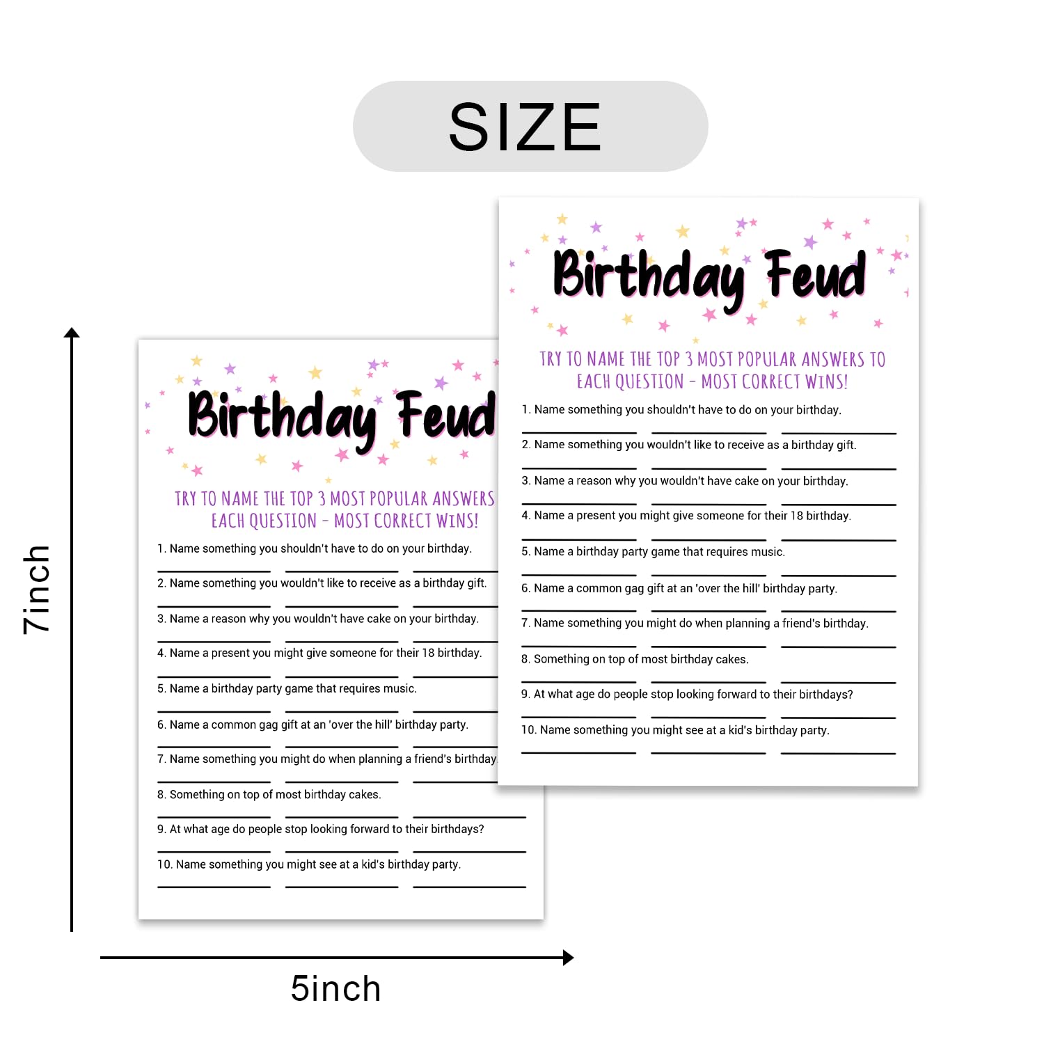 Adult Birthday Party Game, Birthday Feud Birthday Game Cards, Adult Birthday Party Game, Fun Novelty Cards For Birthday, Birthday Party Supplies Game Idea, 5 * 7 Inches