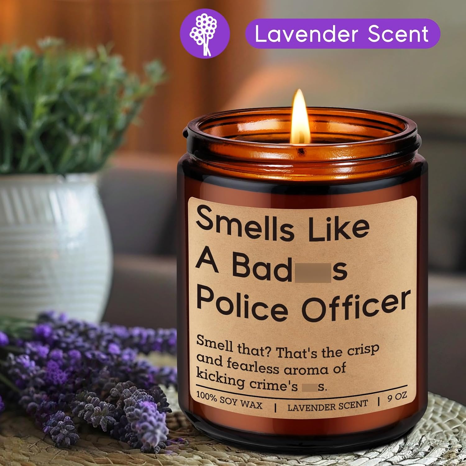 Cop Candle, Police Officer Gifts, Police Academy Graduation, Law Enforcement, Cop Gifts For Men Women New Policeman - Appreciation, Retirement, Valentines Funny Presents For Policemen Bf