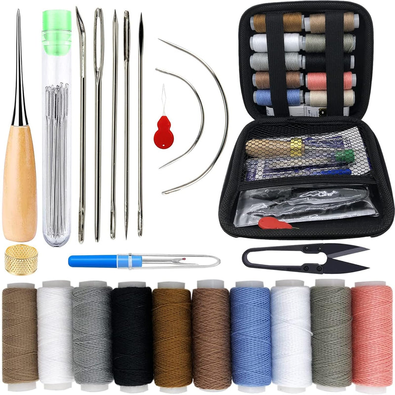 Upholstery Repair Sewing Kit: 47 Pieces Heavy Duty Sewing Kit With Sewing Awl,