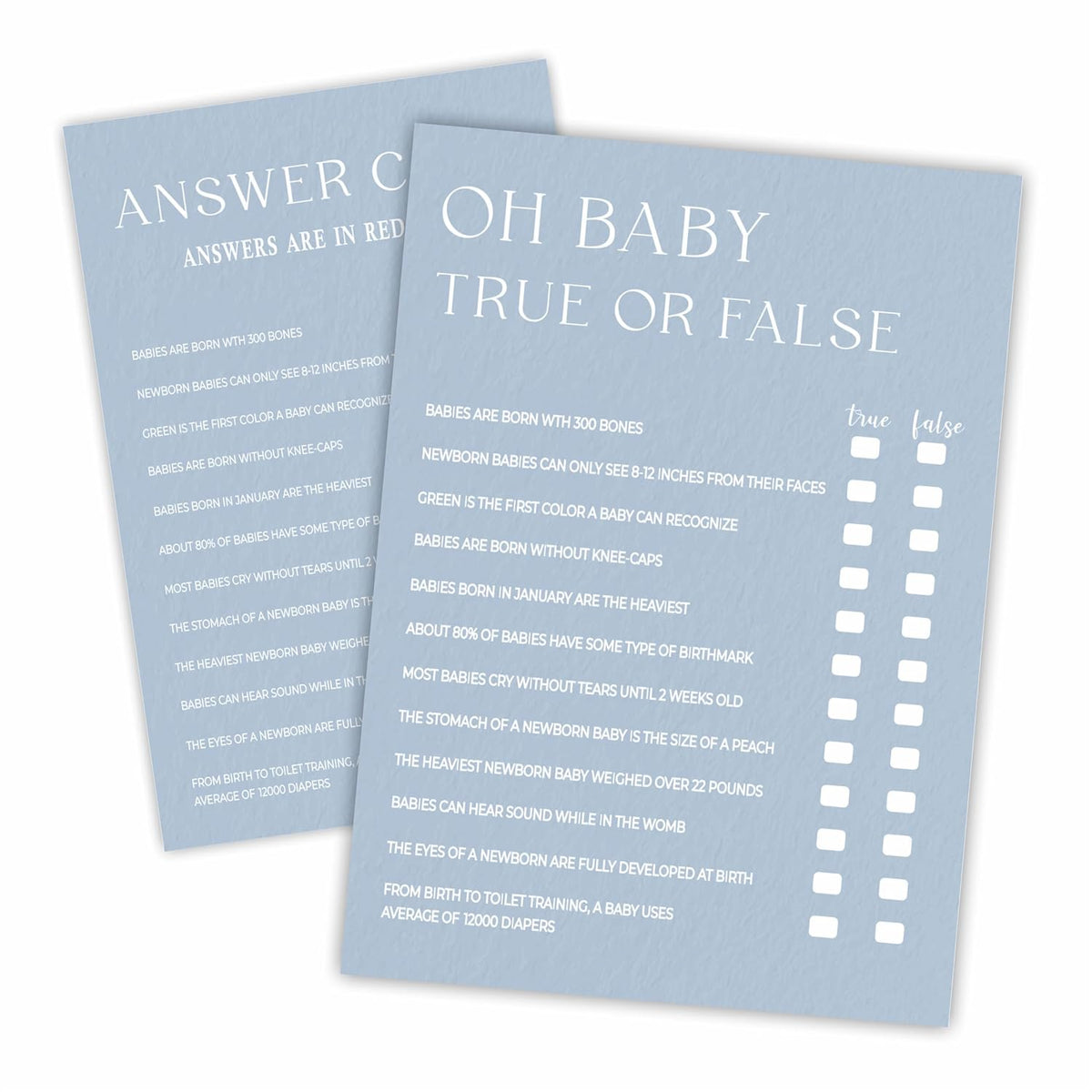 Minimalism Baby Shower Game Kits - Mist Blue - Guess Who Mommy Or Daddy - 30 Fill In Style Game Cards Each Set, Party Favor, Gender Reveal, Baby Announcement - A03