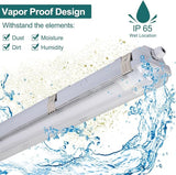 4 Pack 8FT Vapor Tight LED Light Fixtures with T8 Tubes 100W 12500LM 5000K IP65 Surface Mount Lights