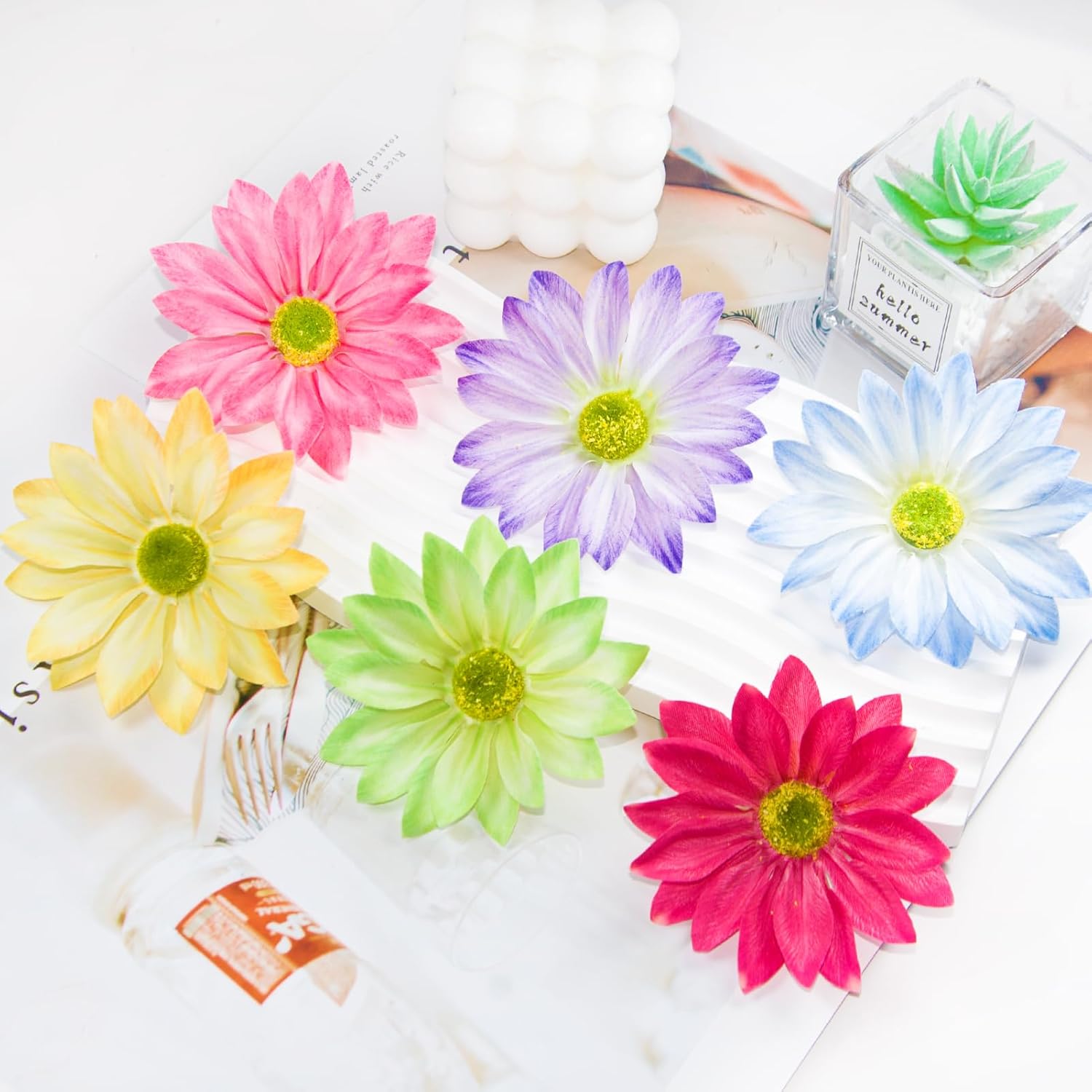 Silk Daisy Flower Heads, Pink Daisy Artificial Flower Head Bulk, 12 Pcs 3.5 Inch Fake Flowers Heads Gerbera Flowers Head For Craft, Easter Wedding, Diy Wreath, Party Decorations