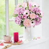 2 Pcs Pink Peonies Artificial Flowers Silk Hydrangea Artificial Flowers 18Inch Flower Bouquet For Table Centerpieces Home Decor Office Bride Indoor Outdoor Garden Grave