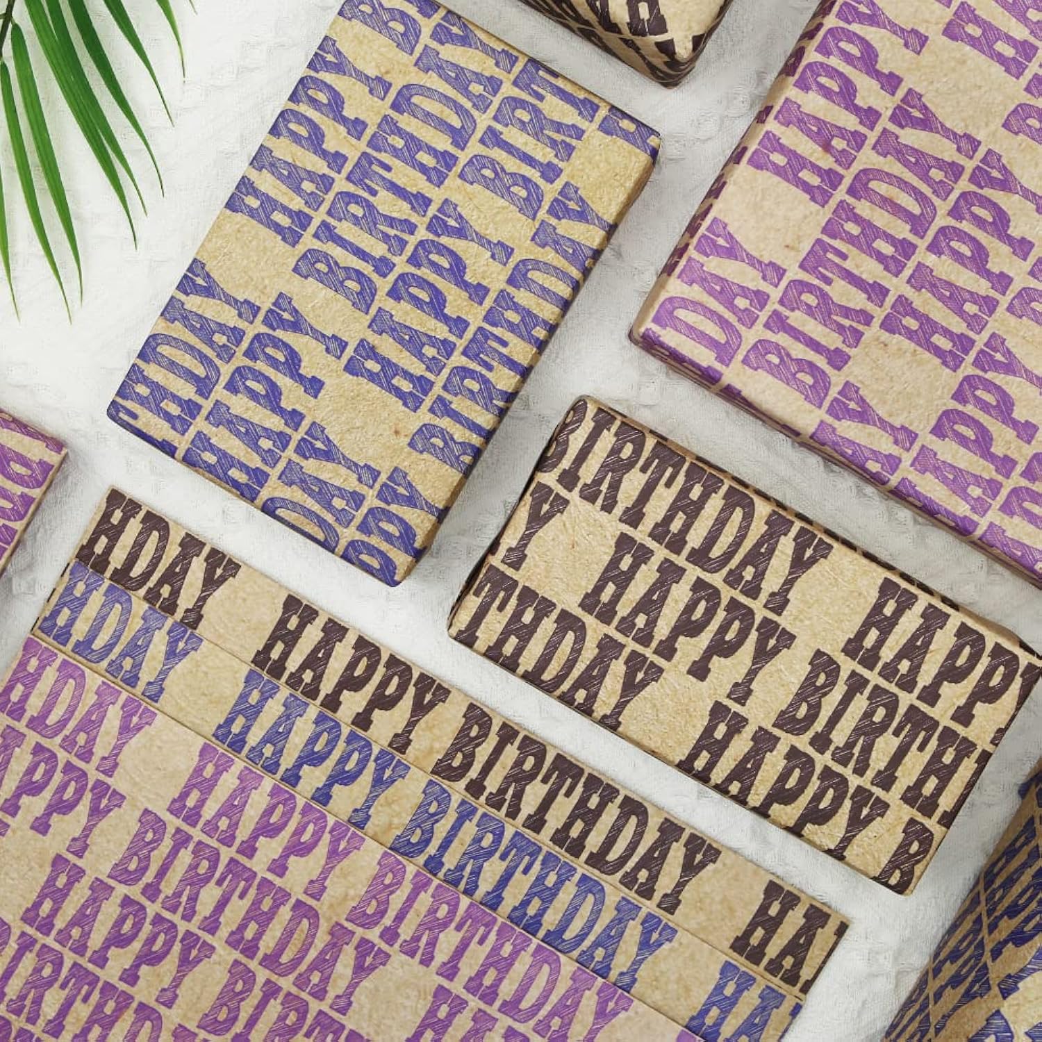 Happy Birthday Wrapping Paper For Men Women, Happy Birthday'' Alphabet Design Brown Gift Wrap Paper, 28" X 20" Inches Folded Flat For All Birthday Occasions