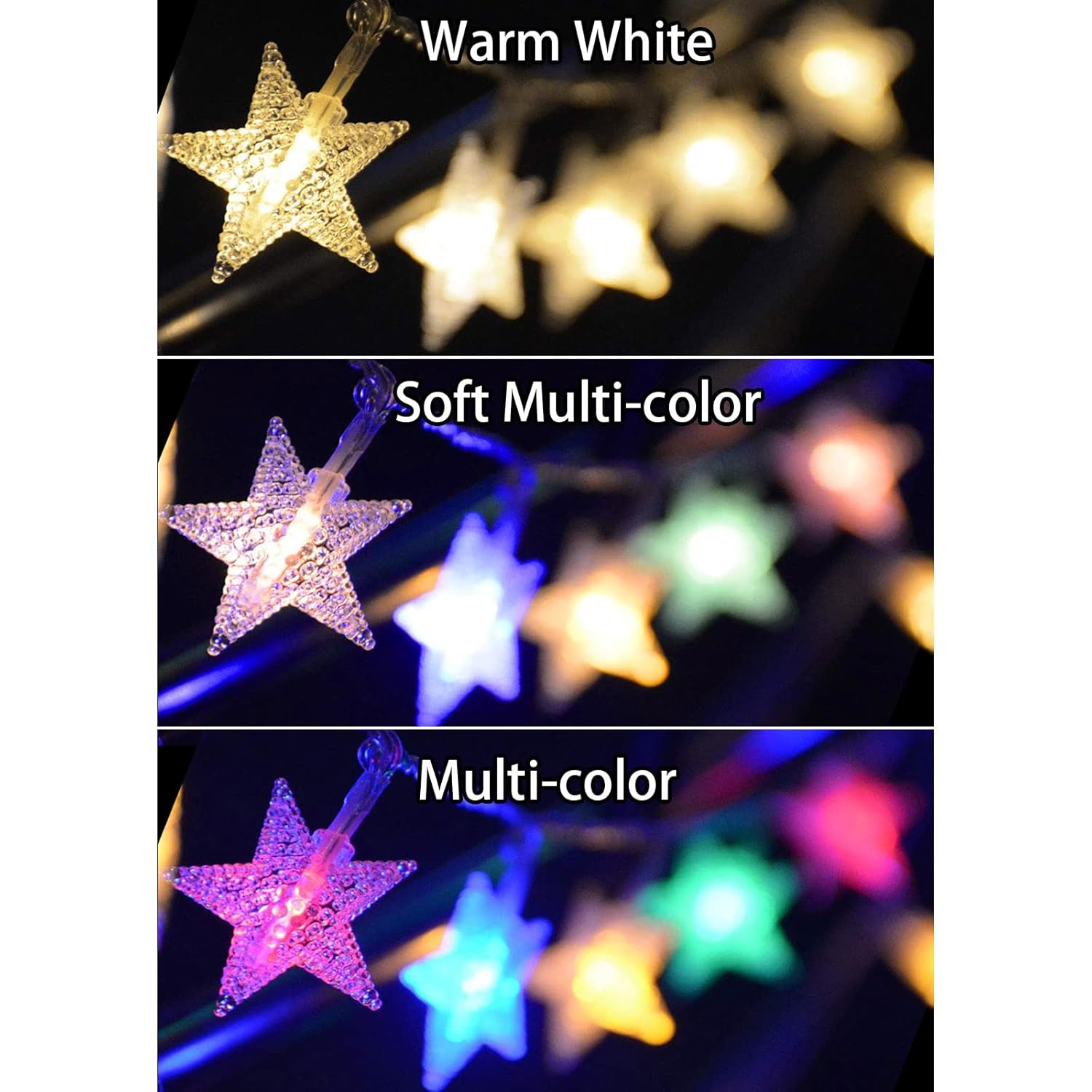 Lampdream 25Ft 50Leds Battery Powered Star Fairy Lights, 8 Modes Warm White Color Changing Led Star String Lights For Wedding, Christmas, Birthday, Halloween, Mother Day