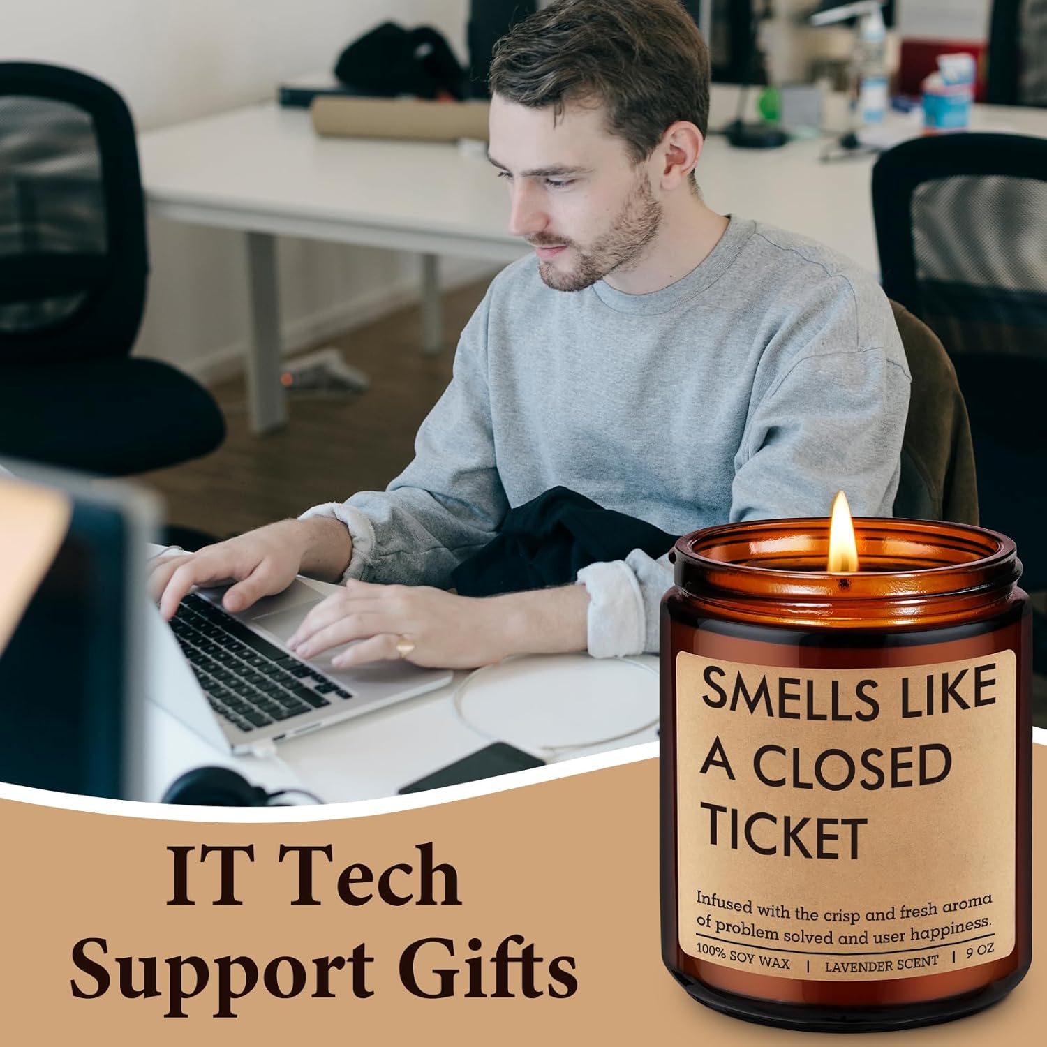 Tech Support Candle, Gifts For Tech Guys, It Professional, Information Technology Gifts For Techies Men, Technical Help Desk Decor, Computer Nerd Geek Engineer Technician Valentines Techy Idea