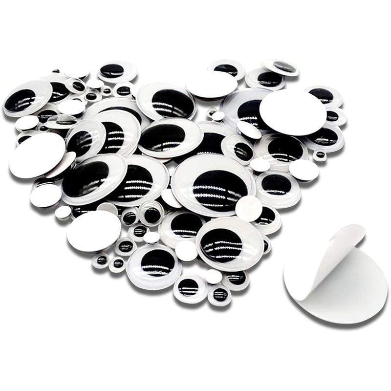 Toaob 1500Pcs Black Plastic Wiggle Googly Eyes Self-Adhesive Round 6Mm To 35Mm