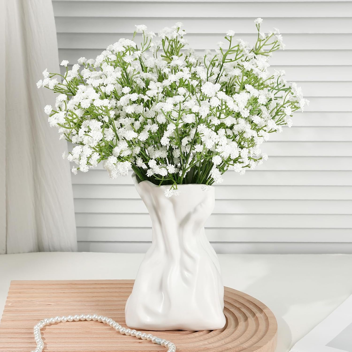 42 Pcs Babys Breath Artificial Flowers Bulk, 11Inch Gypsophila Real Touch Flowers White Faux Floral Arrangements Wedding Bouquet Party Decor