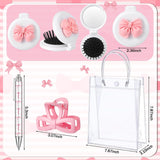 6 Set Bridal Shower Game Prizes For Player Winners Pink Bow 17 Oz Tumblers With Lids Straws Pink Bow Mirrors Pens Hair Clips Gift Bags For Bridal Shower Wedding Party Supplies