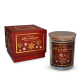 Charmlab Candle – Christmas, 12 Oz Glass Jar With Wooden Lid, Wood & Spice Sandal Scent, 40H Burn, Red Snowflake Design, Luxury Gift Box, Elegant Holiday Candle, Christmas Gift & Home Decor