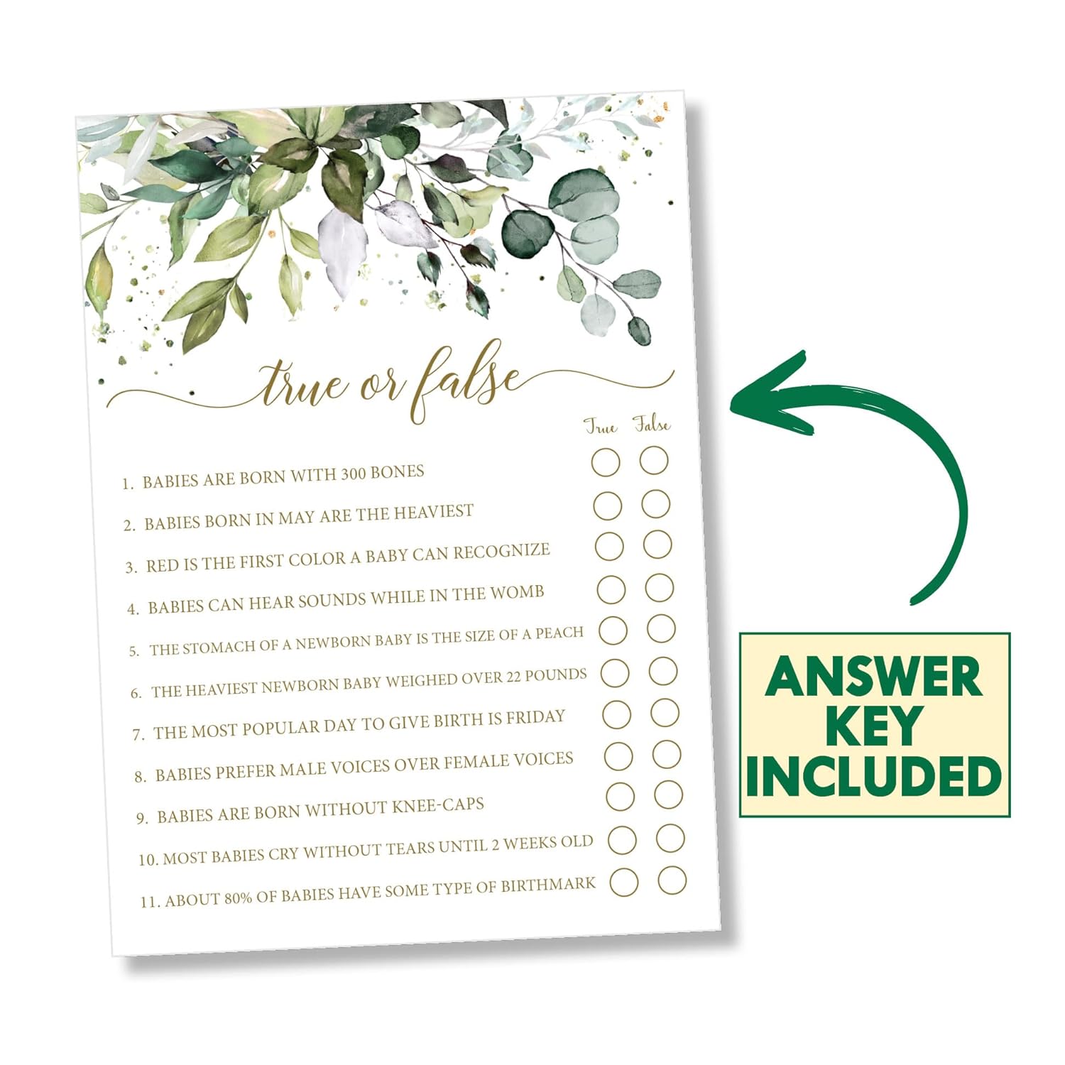 Baby Shower Games Gender Neutral, 50 Price Is Right, 50 True Or False Trivia, Greenery Sage Eucalyptus, 2 Games Double Sided Gender Reveal Games For Guests, Baby Shower Party Supplies