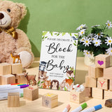 75 Pcs Baby Shower Games Sign Kit Including Decorate A Block Game Sign 50 Diy Wooden Block 24 Acrylic Paint Pens Prize For Baby Shower Gender Reveal Party(Woodland)