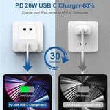 20W USB C Fast Charger with 10FT USB C to C Cable for iPhone 17 16 15 iPad Samsung