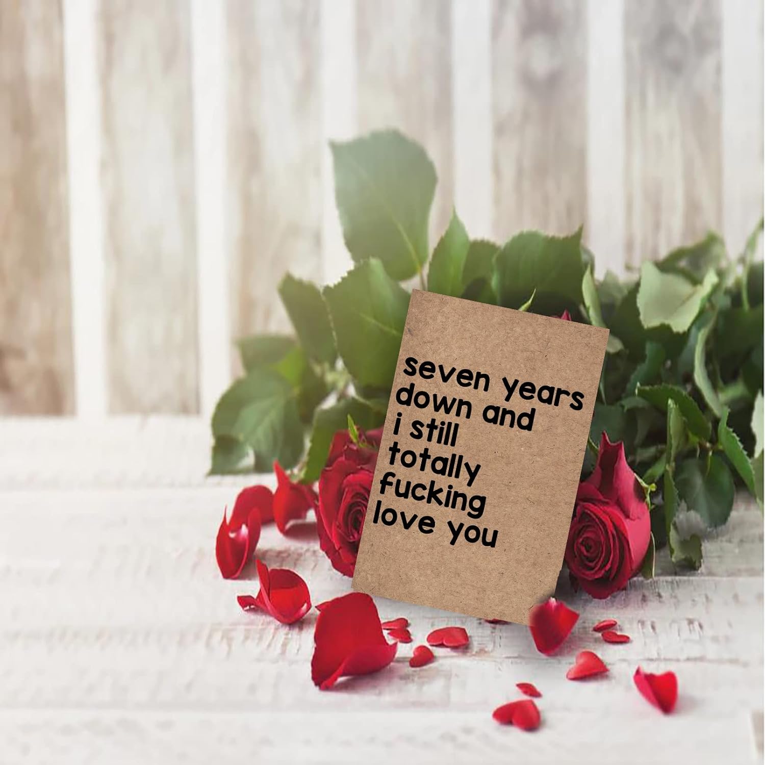 Romantic 7Th Anniversary For Him Her, Cute Seven Years Anniversary Card For Husband Wife, Funny 7 Valentines Day Wedding Card, Special 7 Years Anniversary Card Gift For Parents…