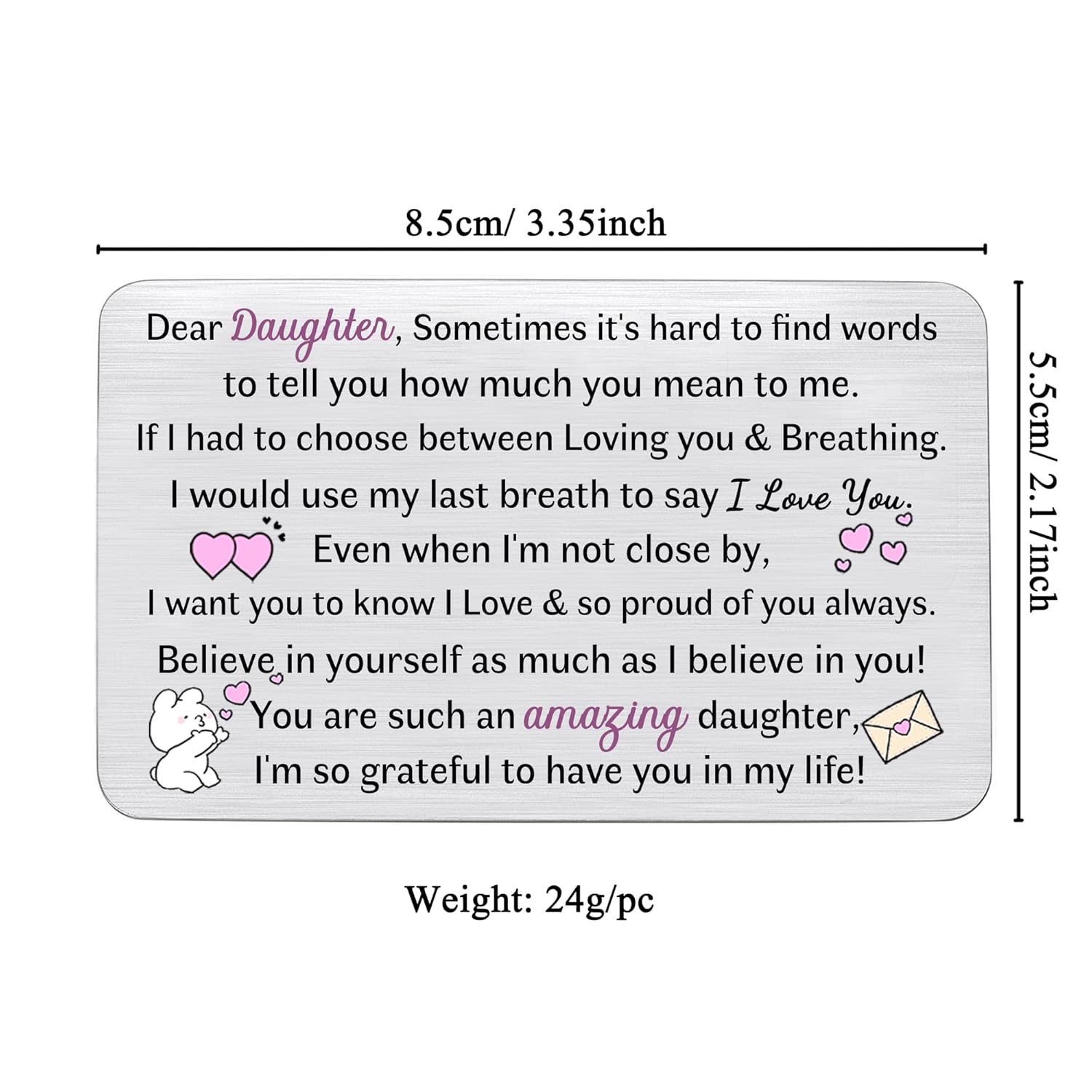 Daughter Birthday Greeting Cards Engraved Wallet Insert Card Graduation Gift Inspirational Awesome Reminder Keepsake Women Appreciate Personalised Christmas Go To University Christmas New Year Present