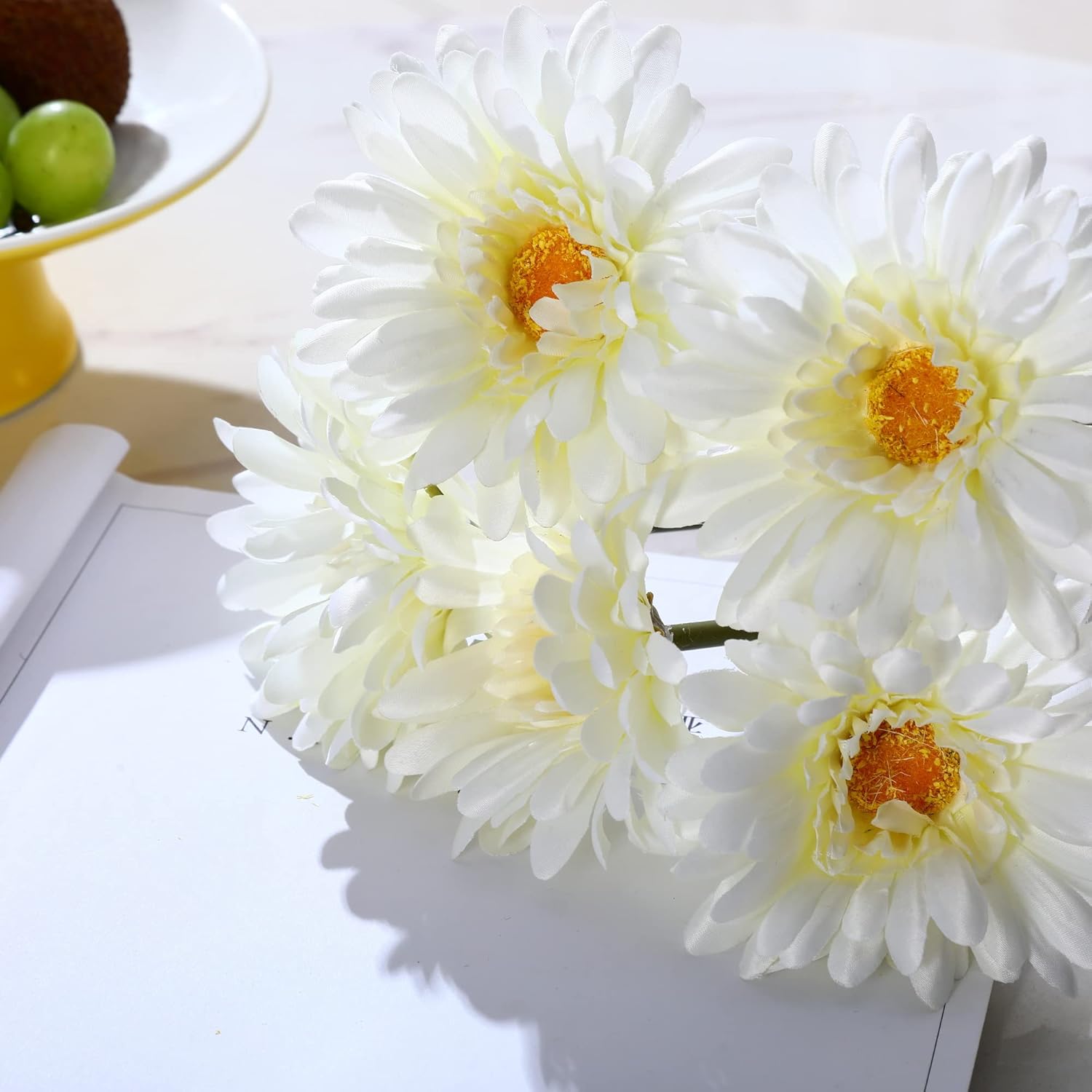 Artificial African Daisies Flowers African Daisy Silk Flowers Artificial Gerbera Daisies Pack Of 10 (White)
