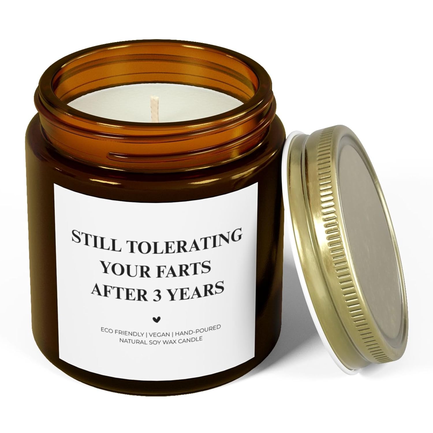 -Funny Anniversary Vanilla Scented 9Oz Soy Candle, Funny Couples Gift, Husband Wife Anniversary Present, Hand-Poured Vegan Candle For Him Or Her, Relationship Humor Gift (3 Years)
