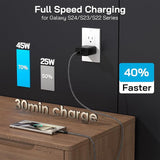 45W USB C Super Fast Charger with 10FT Type C Cable Fast Charging Block for Samsung Galaxy S26 S25 S24 S23 Tab S9