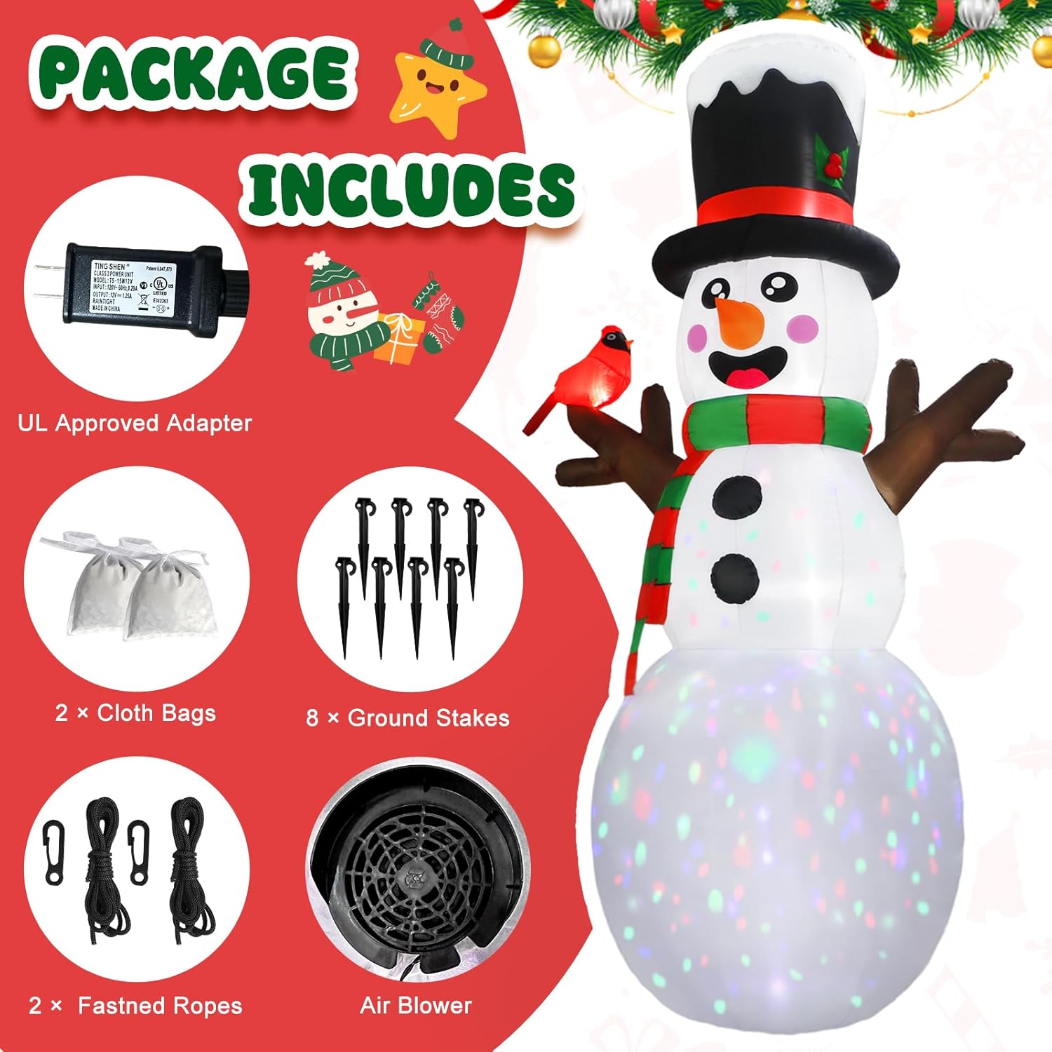 12Ft Christmas Inflatable Outdoor Decoration, Giant Inflatable Snowman Outdoor Christmas Blow Up Yard Decorations With L