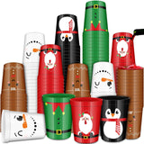 100 Pcs Plastic Christmas Cups 12 Oz Reusable Xmas Santa Elf Drinking Cups Disposables Christmas Coffee Mugs For Coffee Hot Chocolate Beer Ice Cream Party Supplies