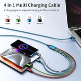 2 Pack 5FT 4 in 1 Multi Charging Cable USB C Lightning Micro USB for iPhone Android