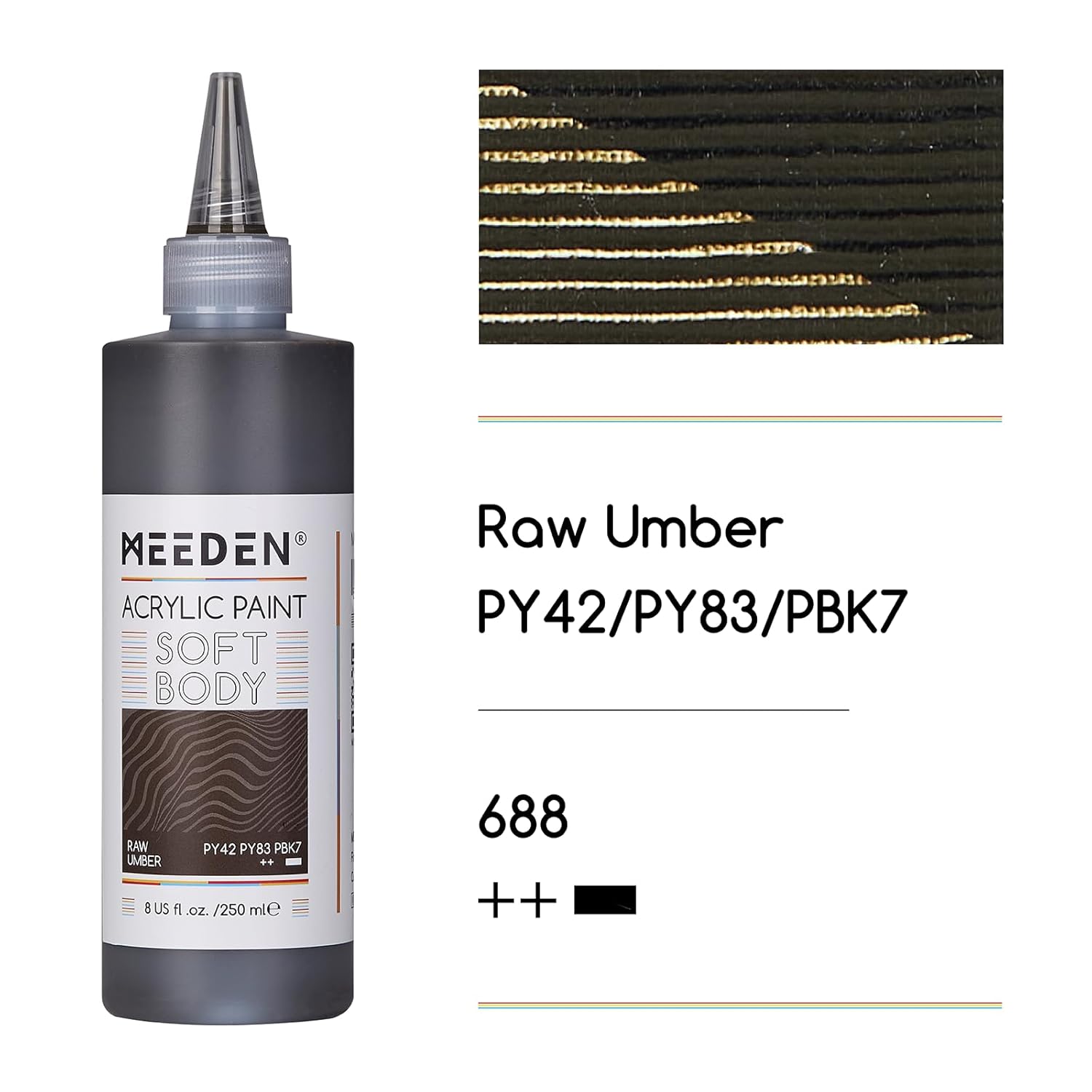 Raw Umber Acrylic Paint: Matte Finish 250Ml/8.45Oz Soft Body Bulk Acrylic Colors In Ergonomic Bottle - Fluid Flow Art Paints For Artists Canvas Painting