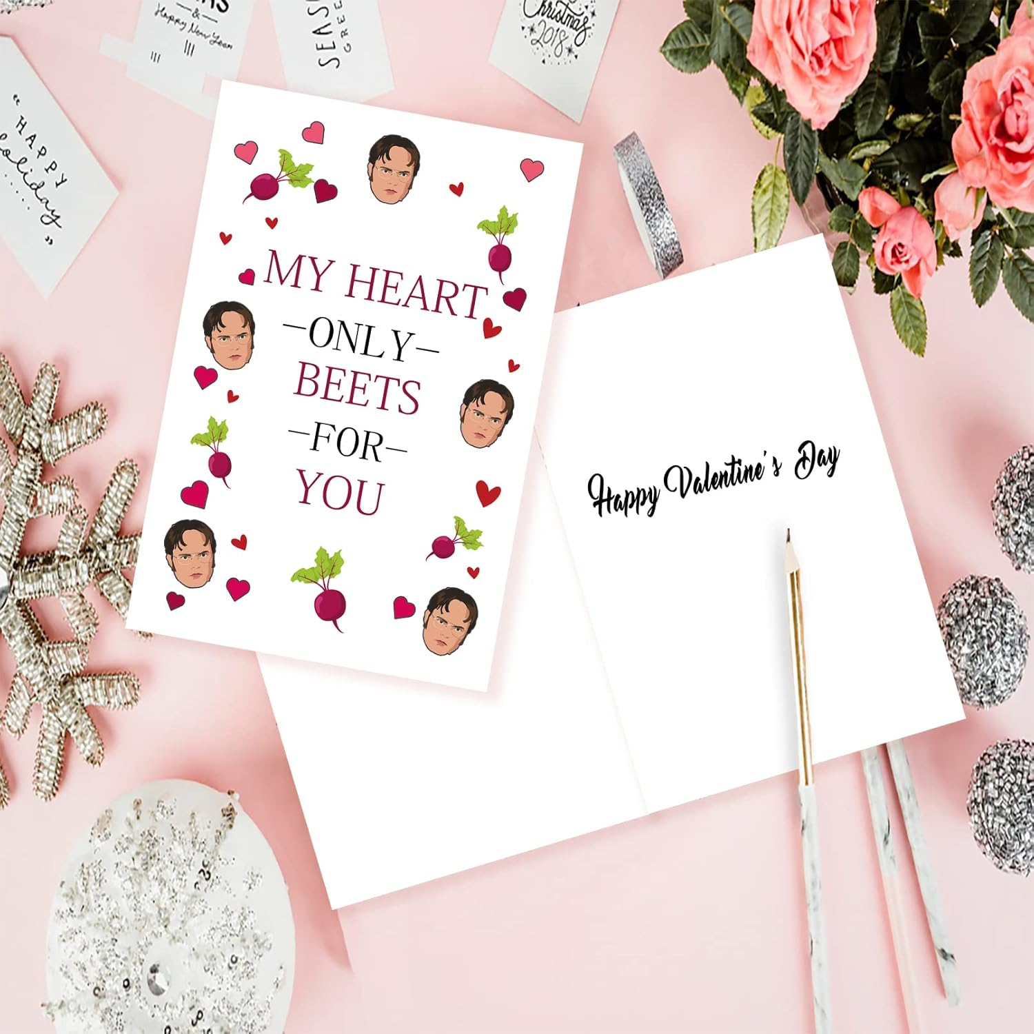 The Office Valentines Day Card For Him Her, Funny Dwight Valentines Gifts For Husband Wife, Best Birthday Gift For Boyfriend Girlfriend, My Heart Only Beets For You