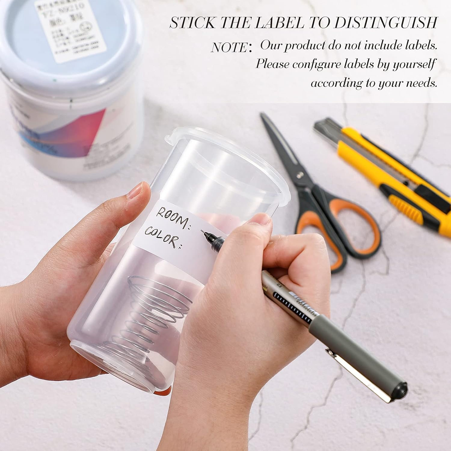 Touch Up Paint Container Touch Up Cups Paint Storage Cups With Lids Storage Containers Airtight Container With Stainless Steel Mixing Ball For Repainting Leftover, 13 Oz(8 Pieces)