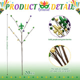 Mardi Gras Table Decor, 20 Pack Glitter Berry Stems Mardi Gras Decorations For Tree, Artificial Flowers Mardi Gras Picks For Wreath, Mardi Gras Tree Ornaments, Mardi Gras Gifts