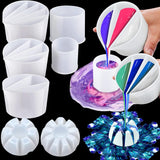 7 Pcs Paint Pouring Supplies Multi Channel Split Cups For Paint Pouring Acrylic Flower Open Tool Supplies For Fluid Art Diy Making Resin Acrylic Drawing Accessories, White