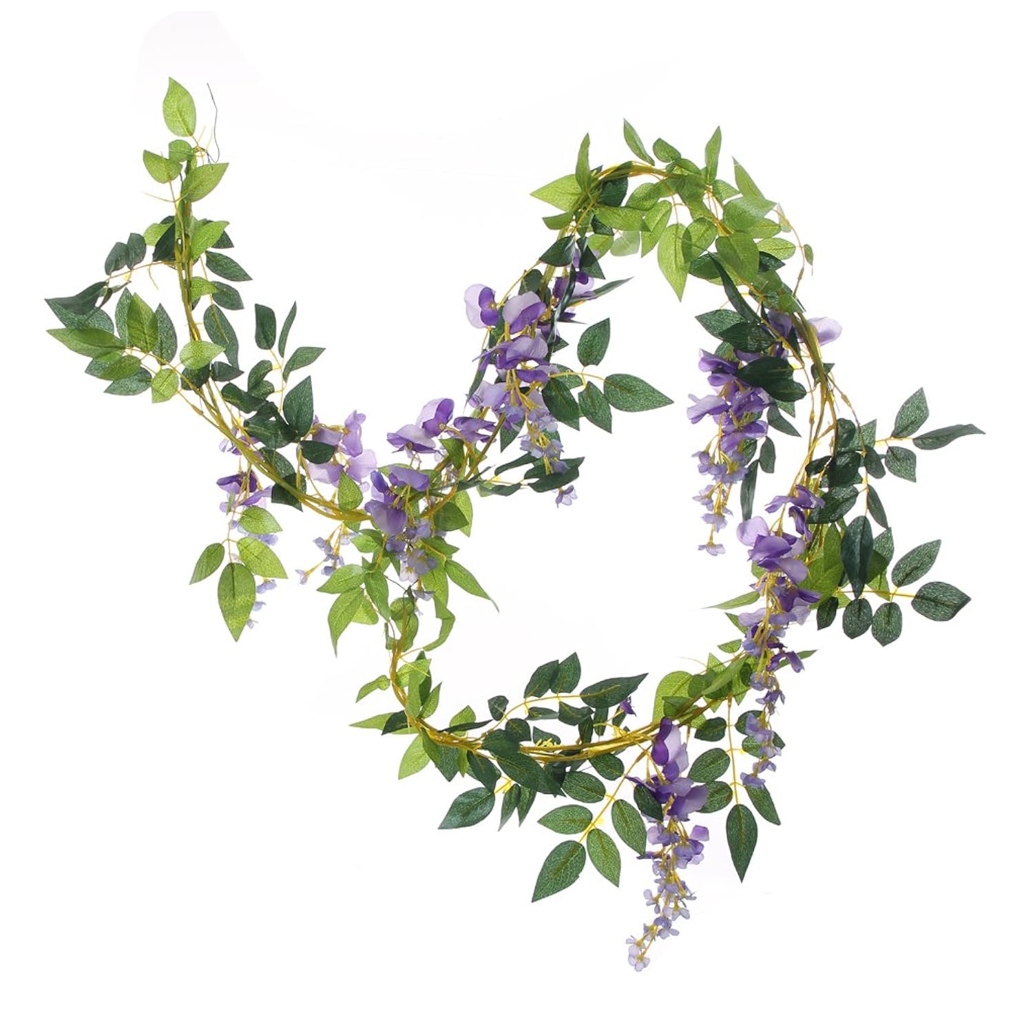 2Pcs 6.6Ft Artificial Flowers Vines Silk Wisteria Artificial Garlands Fake Hanging Green Leaf Flower Ivy Vines For Home Garden Wedding Arch Decor, Purple