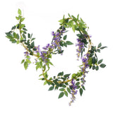 2Pcs 6.6Ft Artificial Flowers Vines Silk Wisteria Artificial Garlands Fake Hanging Green Leaf Flower Ivy Vines For Home Garden Wedding Arch Decor, Purple