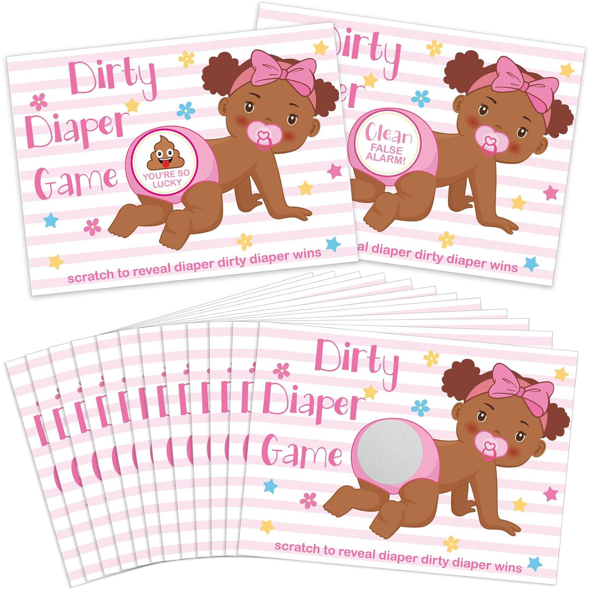 60 Pieces Baby Shower Scratch Off Game Funny Raffle Cards Baby Shower Party Games Decorations Cute Activity For Activity And Idea For Boy Girl(Rose Pink)