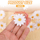 100Pcs Fabric Daisy Flower Head, 1.5 Inch Artificial Gerbera Daisy Artificial Chrysanthemum Flowers Heads, White Artificial Gerbera Fake Flowers Heads, Flowers Heads For Wedding Party And Diy Craft