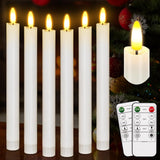 Flameless Taper Candles With Remote, 500H Battery Operated Tapers Candle, Led Flickering Flameless Candlesticks Classic Tall Taper Candles For Christmas Home, Wedding, Party, 9.8 Inches (White)