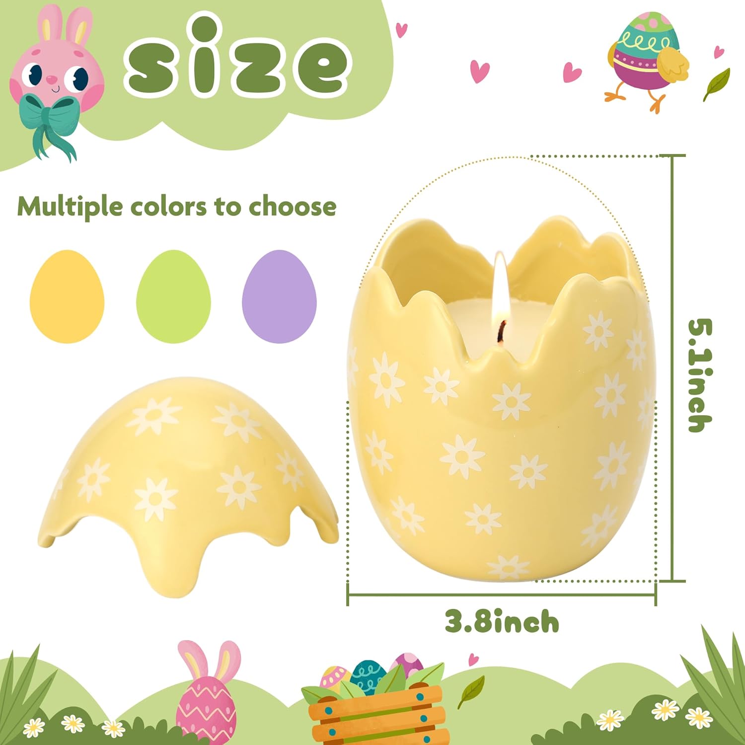 Easter Eggs Candle, Lemon Scented Candle, Easter Decorations, Easter Gifts For Women,Yellow,8.5Oz