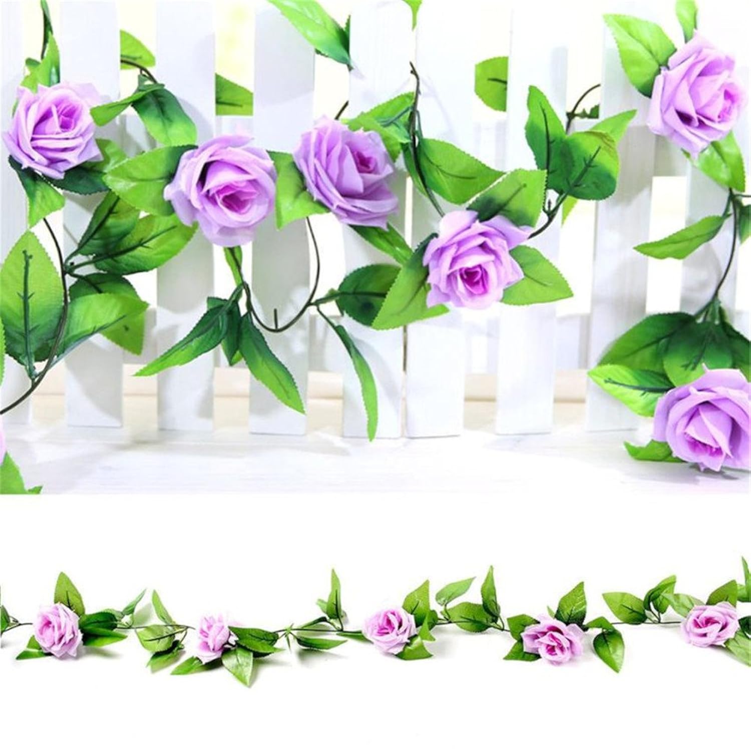 4 Pack 7.8Ft Artificial Rose Vines With Green Leaves Fake Flowers Plants Hanging Garden Vine Garland For Wedding Home Party Decor Rustic Craft Supplies (Aqua)