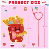 Valentines Stickers With Crazy Straws - Valentines Day Cards For Kids School | Valentines Crafts Party Favors Decorations For Boys Girls Toddlers