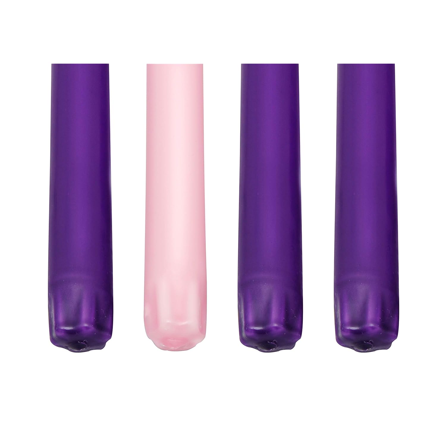 Elite Christmas Products Advent Candle Set. Made In The Usa Self Fitting End. Premium Hand Dipped Candles, Dripless, 4 Pack - 3 Purple, 1 Pink