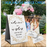 Wedding Advice Sign - Advice And Wishes For The Mr And Mrs, Bridal Shower, Bachelorette Games-1 Sign And 50 Advice Cardsgender Neutral Baby Shower (27D)