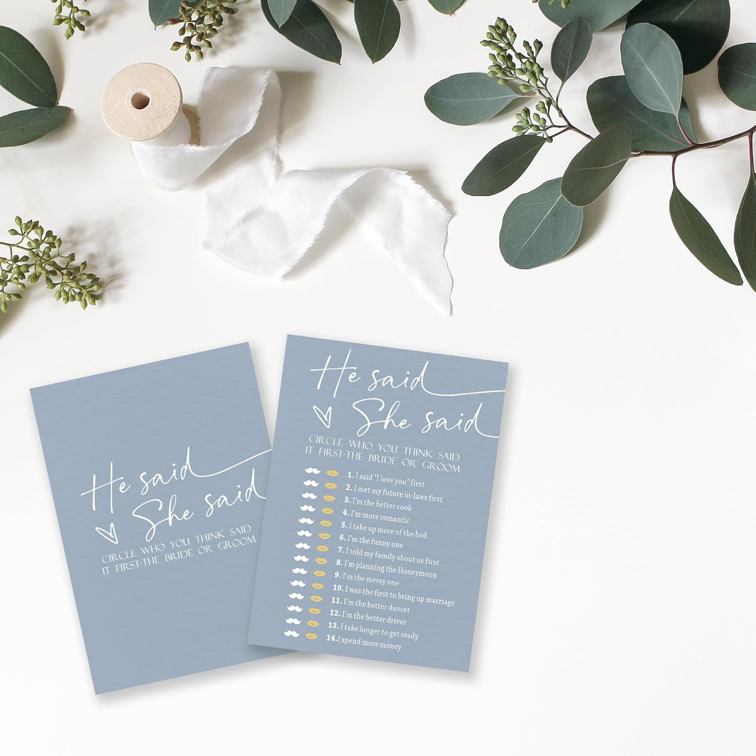 Wedding Shower Games, He Said She Said Game Cards, 30 Wedding Party Game Cards For Couple-To-Be, Newlyweds, Bride & Groom Funny Activities Supplies & Decorations - B08