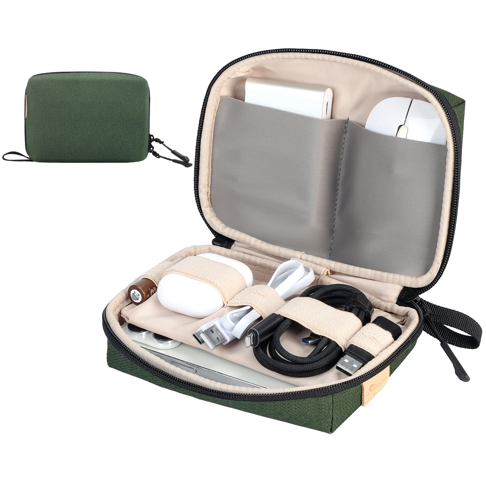 Small Electronics Organizer Travel Case, Portable Tech Case Pouch For Cable, Charger, Phone & Earbuds Water-Resistant Cord Storage For Commute, Office & Business Trip Compact Design