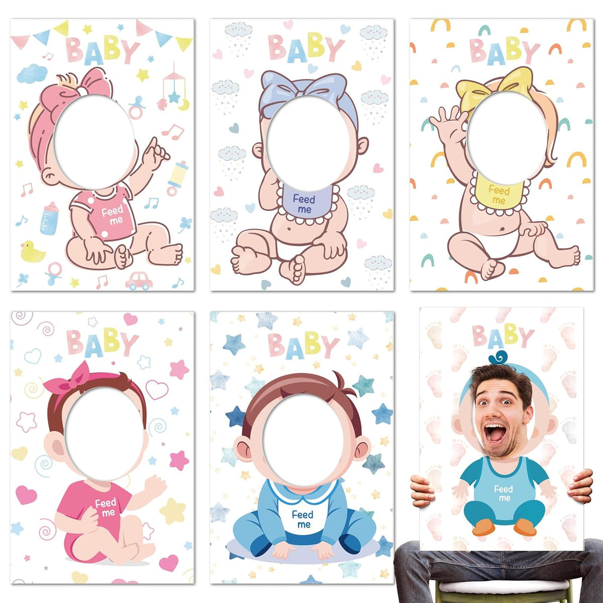 6 Pcs 6 Pcs Blindfolded Baby Shower Games Feed Me Baby Shower Games Funny Feed Blindfolds Activities Play Food Feeding Party Supplies For Guests Gender Reveal (Regular)