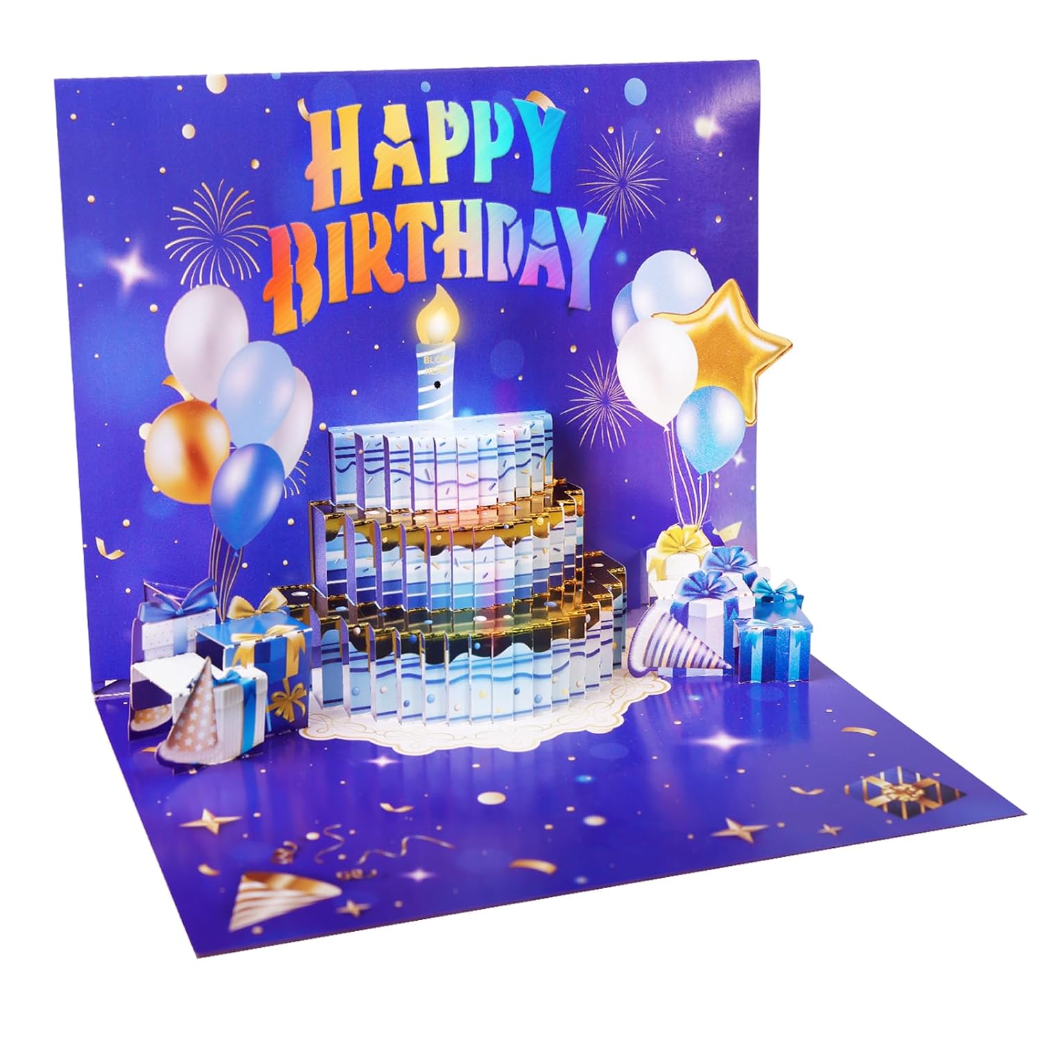 3D Popup Happy Birthday Card | Musical Lights Up Greeting Cards | Blow Out The Candle| Candle Cake Pop Up Card | Plays Happy Birthday Song | Perfect For Women, Men, Kids & Loved Ones