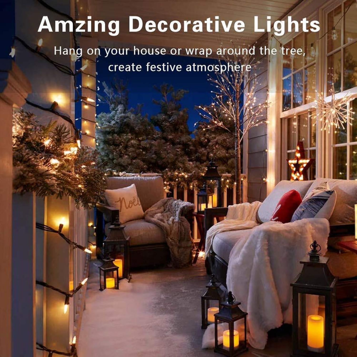 Outdoor Christmas Lights,120V Ul Certified 2 Pack 13Ft 50 Mini String Lights Connectable, Waterproof Fairy Lights For Ga